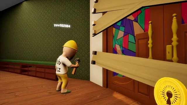 A Survivor at the boarded main door
